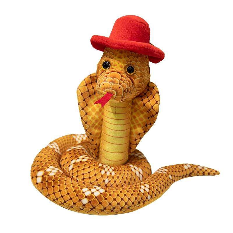 

74x25cm Gentleman Snake Plush Toy Stuffed Cobra Python With Magic Hat Doll Creative Room Decor Prank props Inventive Gift