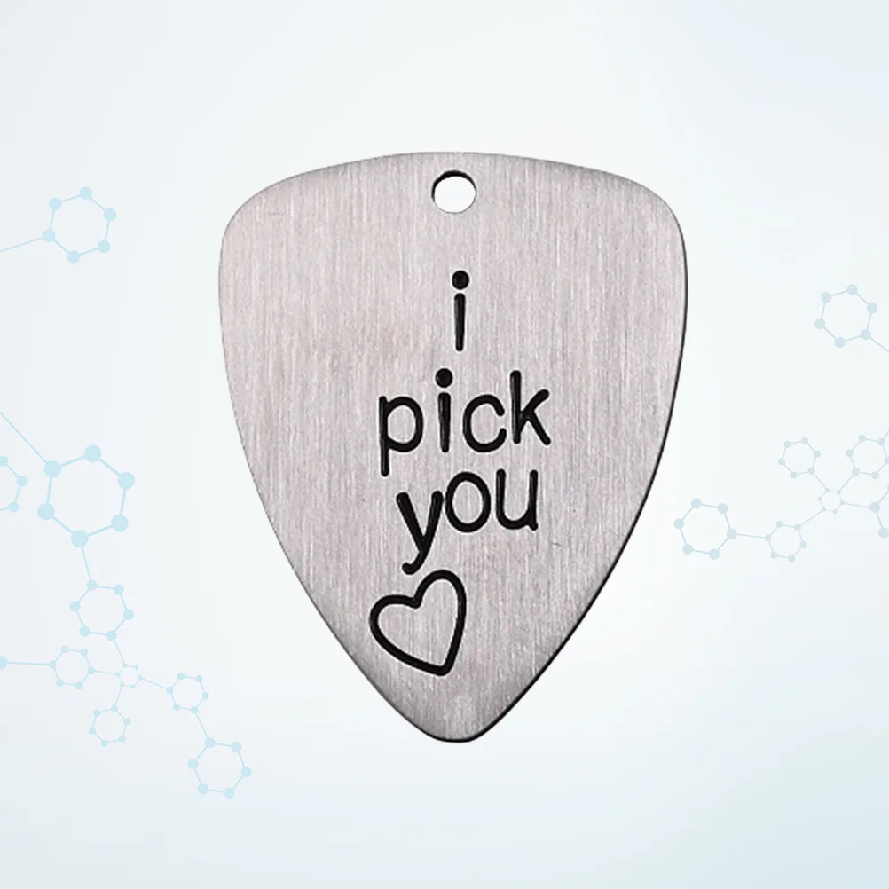 

Hand Carved Polished Titanium Steel Guitar Pick Letter I Pick You Flexible Professional Comfort Musical