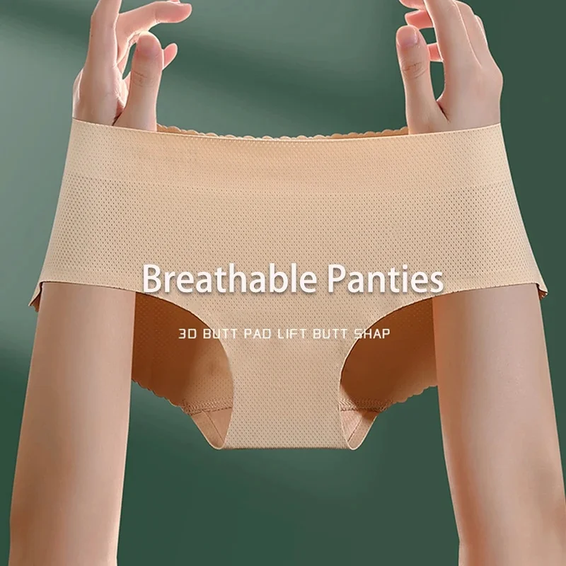 Women Low Waist Mesh Tummy Control Panty Slimming Underwear Fake Buttock Body Shaper Padded Seamless Panties Lady Hip Enhancer