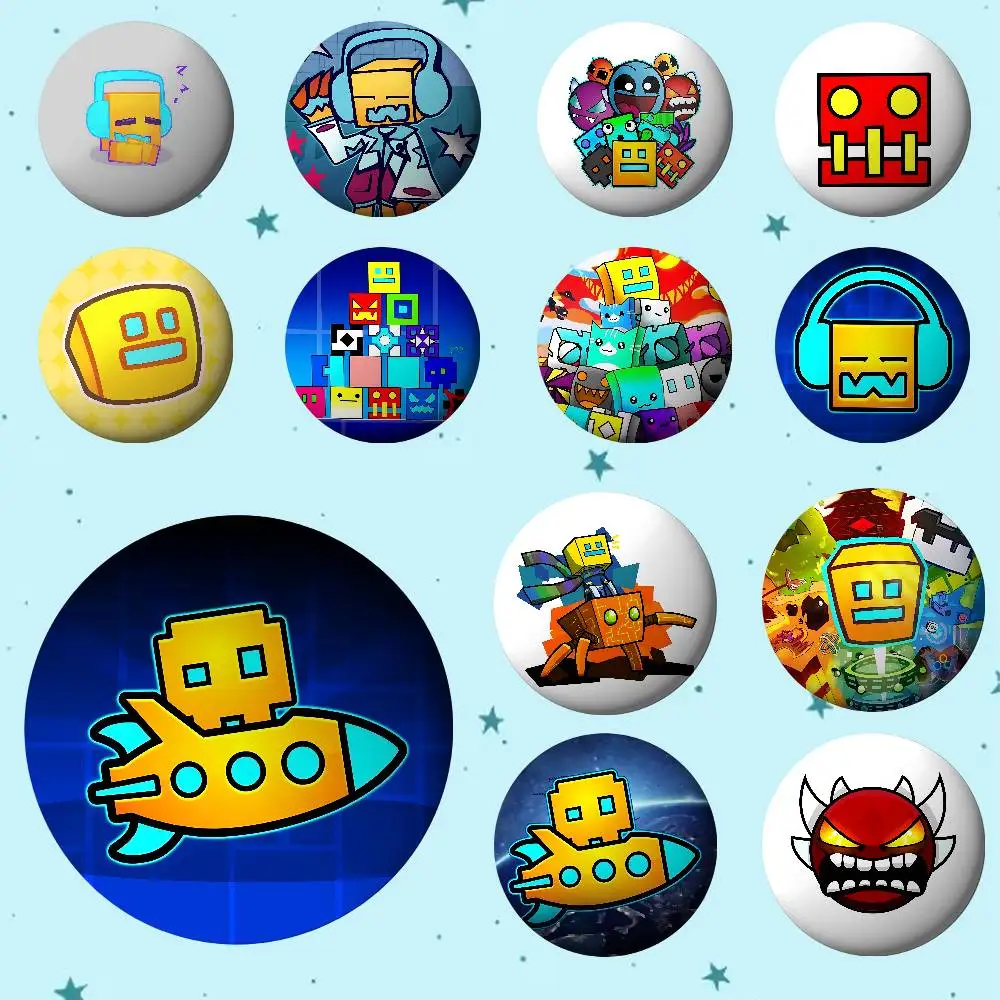 Game G-Geometry D-Dash-s Round Exquisite Badge Brooches Creative Pins For Clothes Hat Backpack Gift