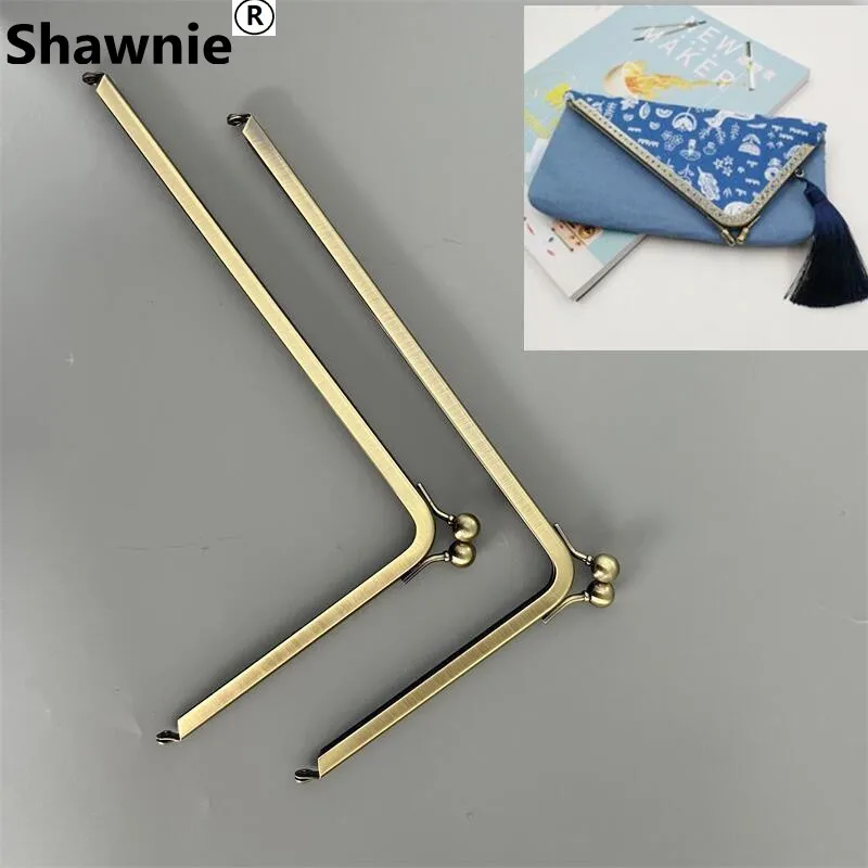 20x12 cm Handbag Frame Shape L Kiss Lock Craft Metal Frame Bag Parts No Screw Clutch Bag Parts Bronze Color Women Bag Handle