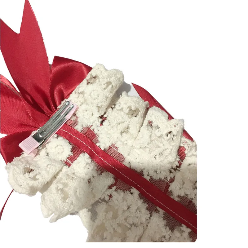 女の子ロリータレースフリルヘッドバンドスウィートスター刺繍リボン弓ヘアバンドヘアピン付きアニメメイドコスプレ頭飾り