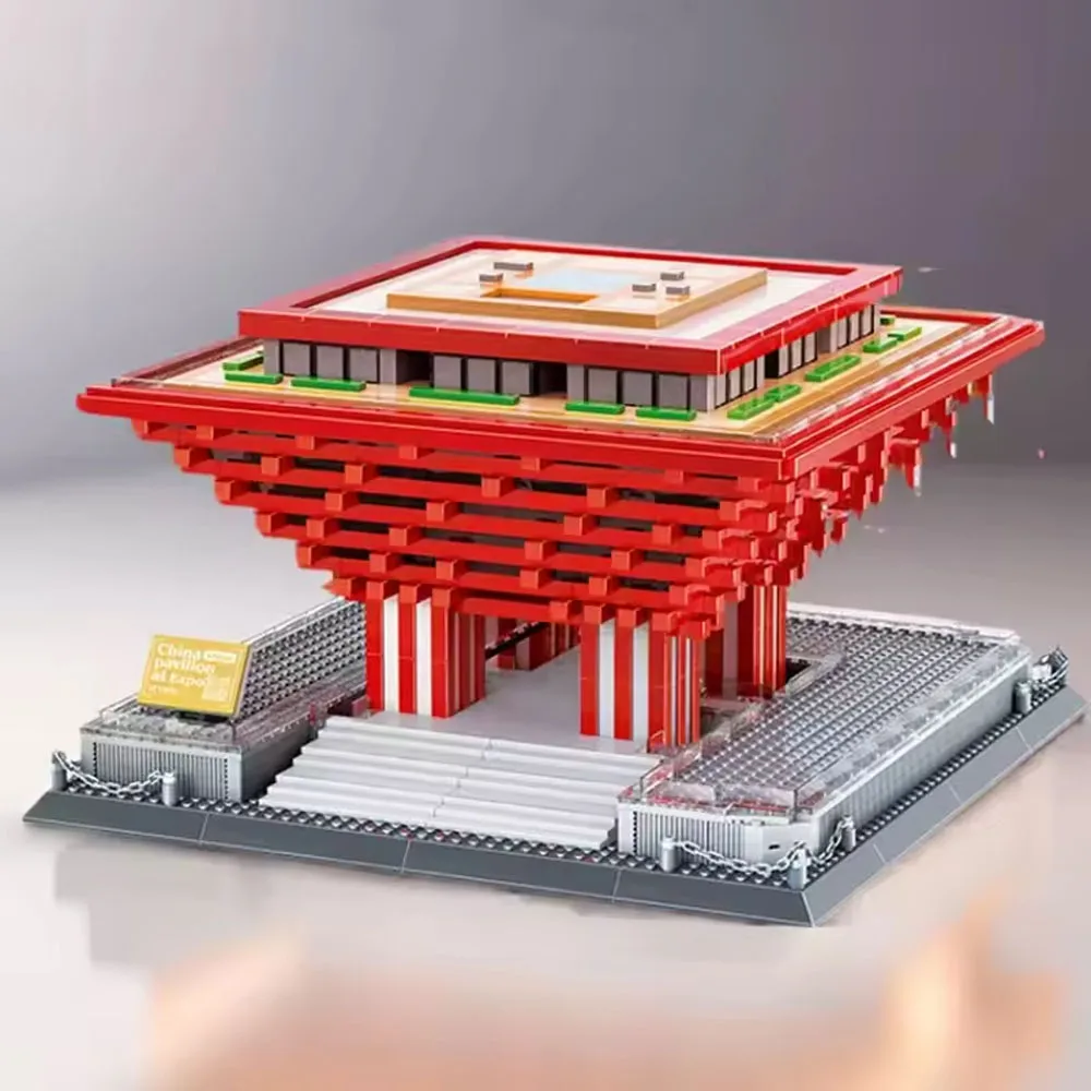 

3049 шт., Шанхайский мир, павильон, сборка, строительные блоки, детские развивающие строительные игрушки высокой сложности