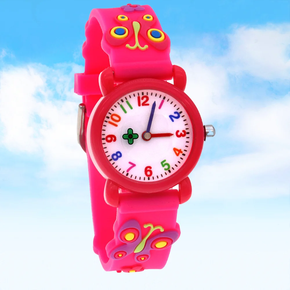 Cartoon 3D Butterfly & Flower Quartz Watch - Beauty Design Wristwatch Clock for Students & Babies