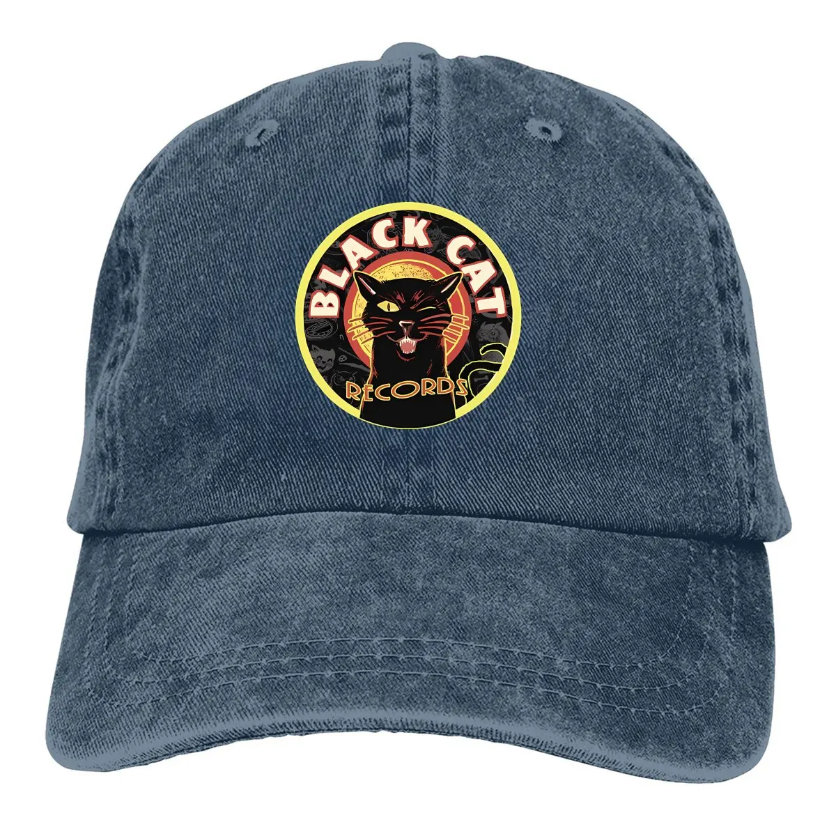 

Men's and women's LP Art Deco baseball caps, Black Cat Adjustable Hat, High Quality