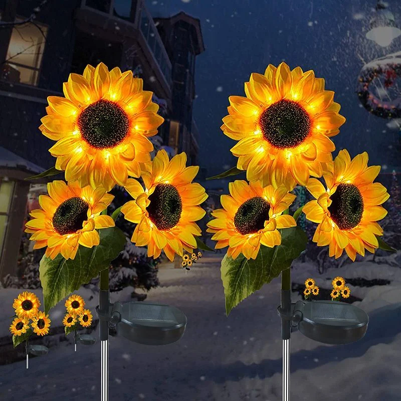 Outdoor Solar Lights LED Sunflower Lawn Lamp Wedding Home Valentine's Day Courtyard Ramadan Decoration 2026 Garden Ground Light