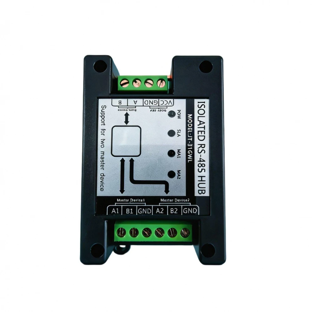 

Промышленный изолированный хаб RS485 с двумя главными портами (2 входа, 1 выход), изоляцией 1500В, защитой от перенапряжения 600Вт, 115200 бит/с, буферизацией, поддержкой нескольких хостов Modbus, LED-индикатором