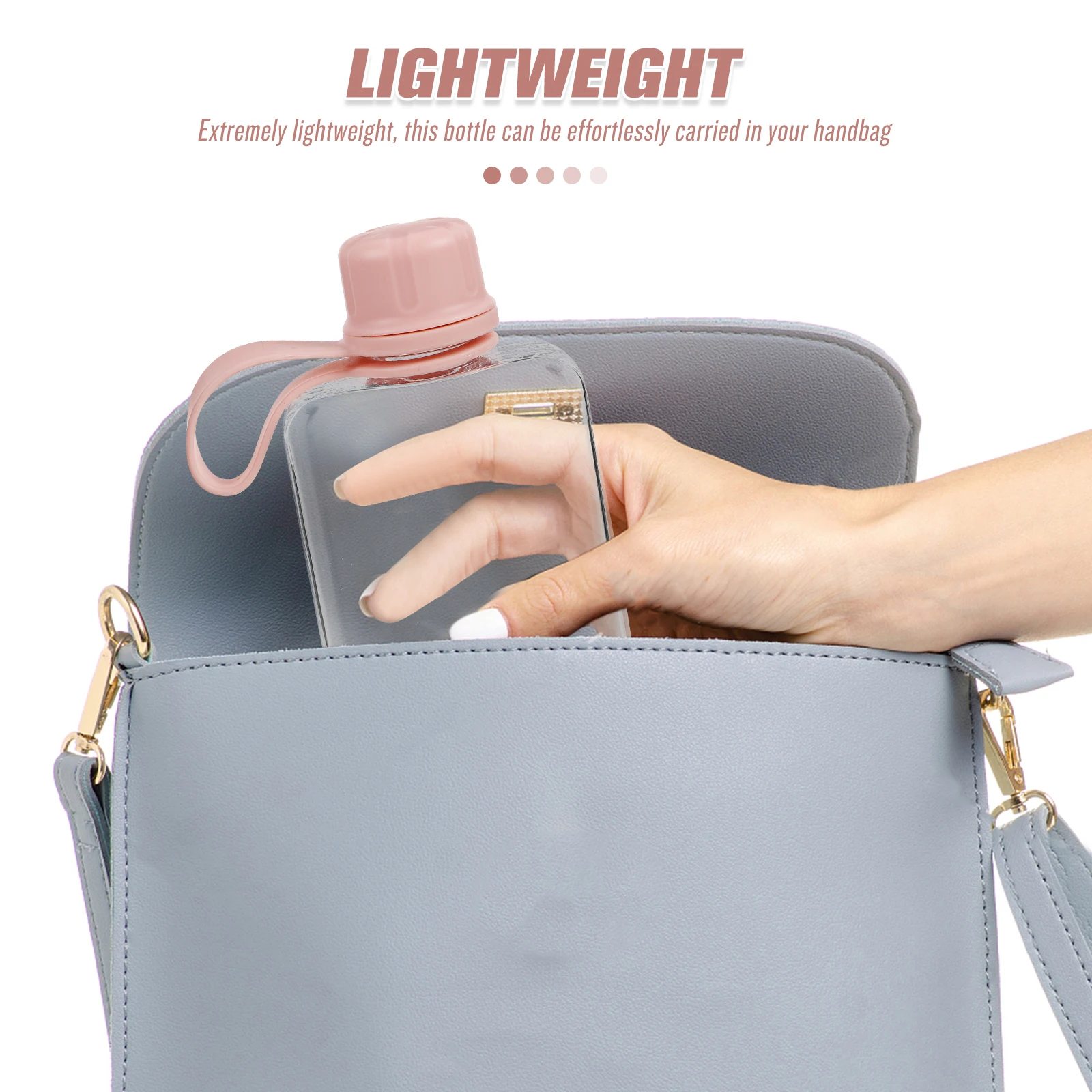 

240Ml Portable Water Bottle Reusable Leakproof Slim Plastic Flask For Travel Hiking Camping Purse Fit Flat Design Pink