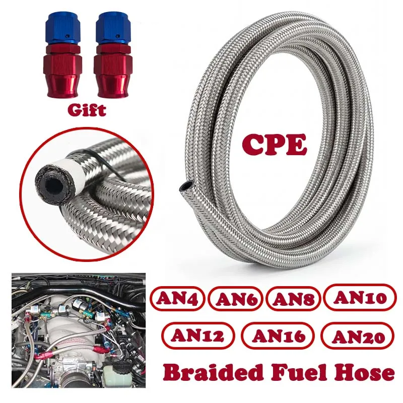 Universal Car Fuel Hose Oil Fuel Hose Line Pipe Oil Gas Cooler Hose Tube Stainless Steel Braided Inside CPE Rubber