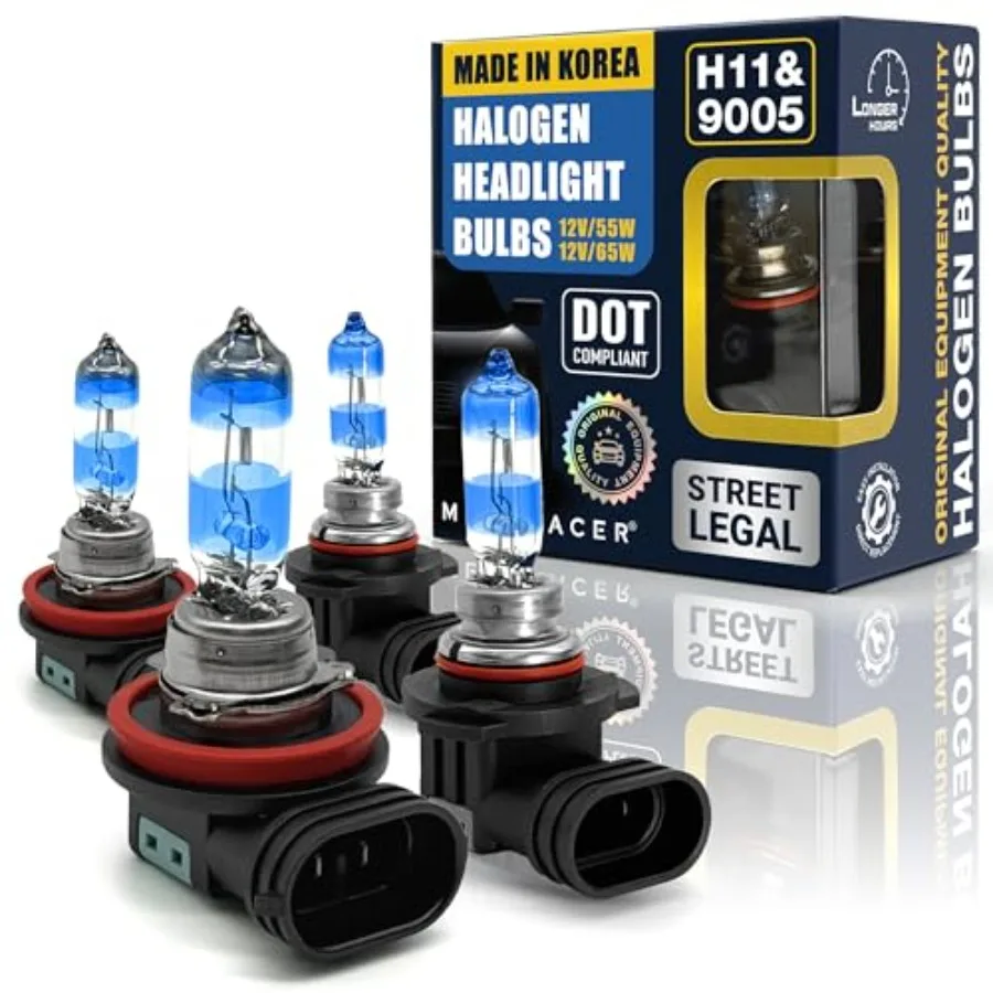 

【Spot goods】Premium OEM H11 9005 Halogen Headlight Bulbs Combo 4 Bulbs - Street-Legal and DOT Compliant for On-Road Use Automot
