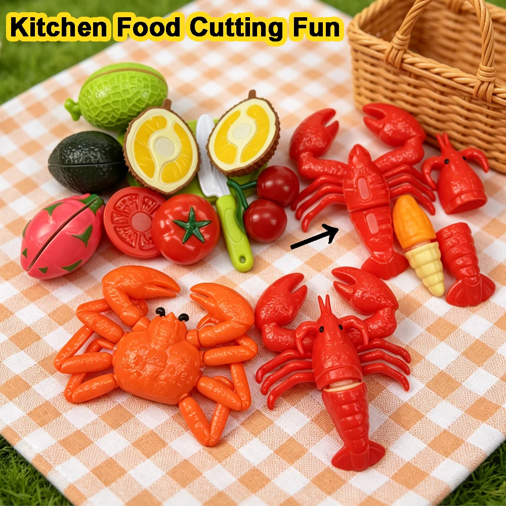 

Children's Kitchen Toy Set Simulated Lobster King Crab Cutting Fruits Cutting Toys for Kids Early Educational Assembly Gift ﻿
