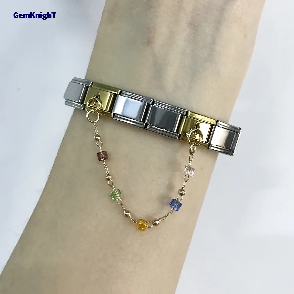 Italienische Charms Link Bunte Perlen Hängende Kette Fit 9mm Armband Edelstahl Herstellung DIY Perlen Frauen Männer Schmuck – Detail 4