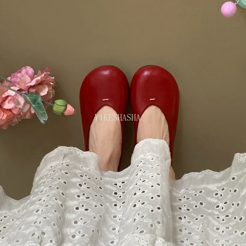 2024 New Round Head Flat Bottom Light Mouth Single Shoes Female Soft Bottom with Skirt Mary Jane Shoes Flats Shoes Women