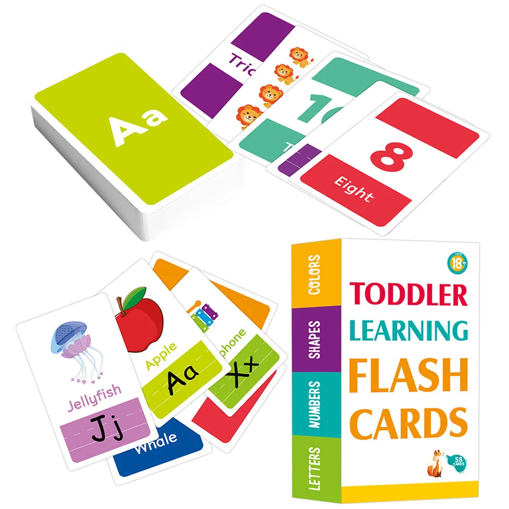 58 fogli Schede flash per l'educazione precoce Apprendimento sensoriale Giocattoli per bambini domestici Sviluppo cognitivo educativo Bambini