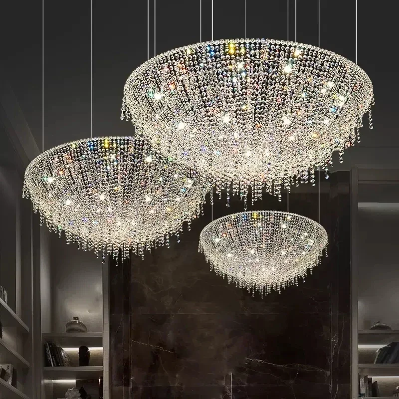 

Modern Luxury Crystal Chandelier For Dining Room Decor Creative Round Hanging Lamp Living Luster Bedroom LED Light Fixtures