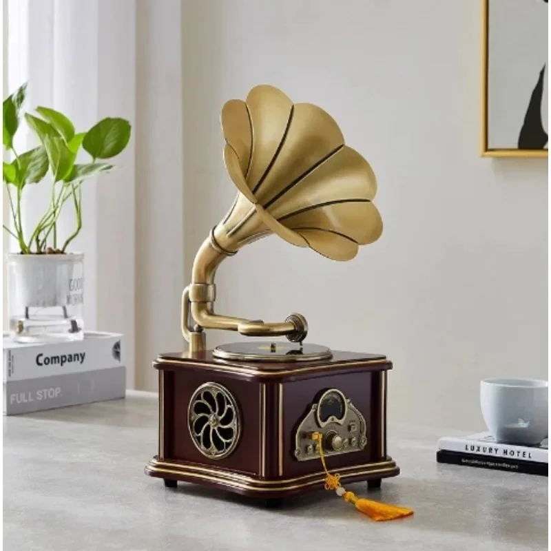GOOD Factory Price Portable Version Gramophone Retro Style Subwoofer Speaker Bluetooth Phonograph Record Player
