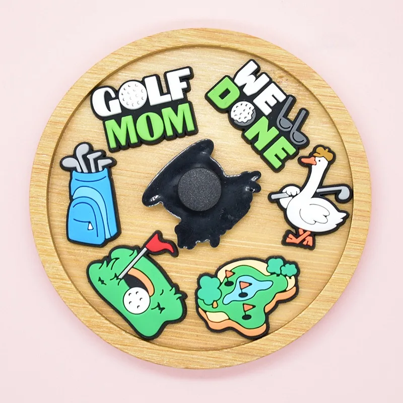 1-16Pcs Golf Mom Putting Green Kids PVC Shoe Decorations Well Done Clog Buckle Charms DIY Phone Case DIY Bracelet