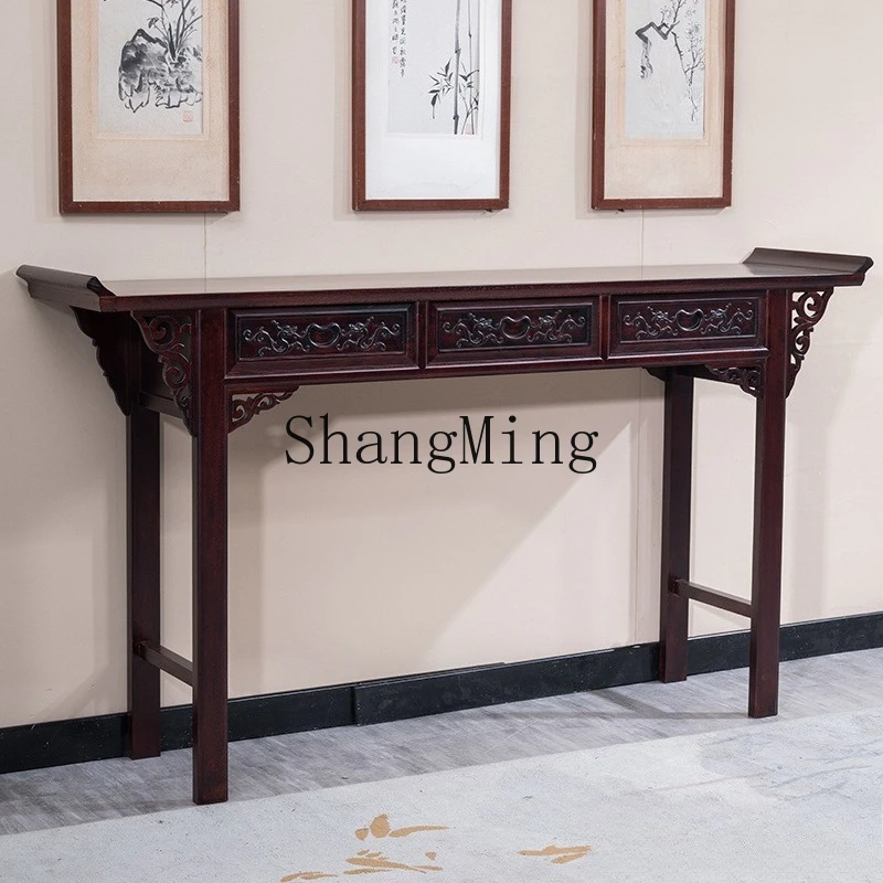 

ZYY new Chinese entrance solid wood table incense case household Shentai antique rural hall living room eight immortals table