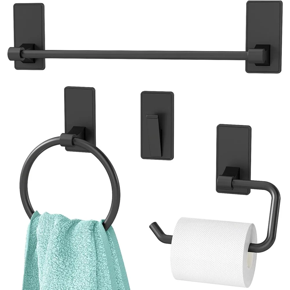 

Stainless Steel Bathroom Hardware Set: 16-Inch Towel Bar, Toilet Paper Holder, and Towel Rack