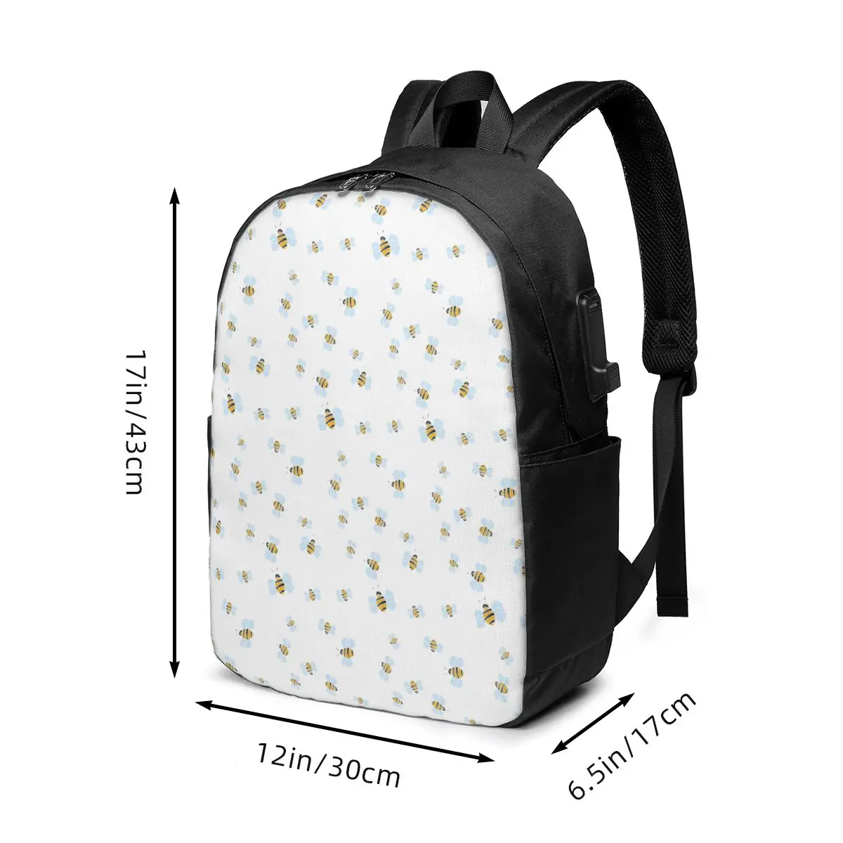 Bees And Flight Trajectory Pattern Backpack Travel Notebook Bag Computer College Student School Bag Laptop Shoulder Bags