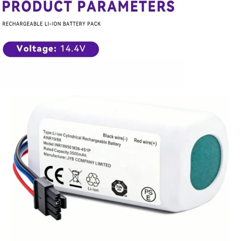 

New 14.4V 2600/3500/6800/9800/12800mAh Lithium-ion Rechargeable Battery for Xiaomi S20 Robot High Quality Vacuum Cleaner Battery