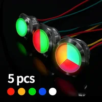 5 uds luz indicadora de LED de Metal 12 16 19 22mm lámpara de señal de advertencia piloto con cable dos tres colores rojo azul verde 5V 12V 24V 220V