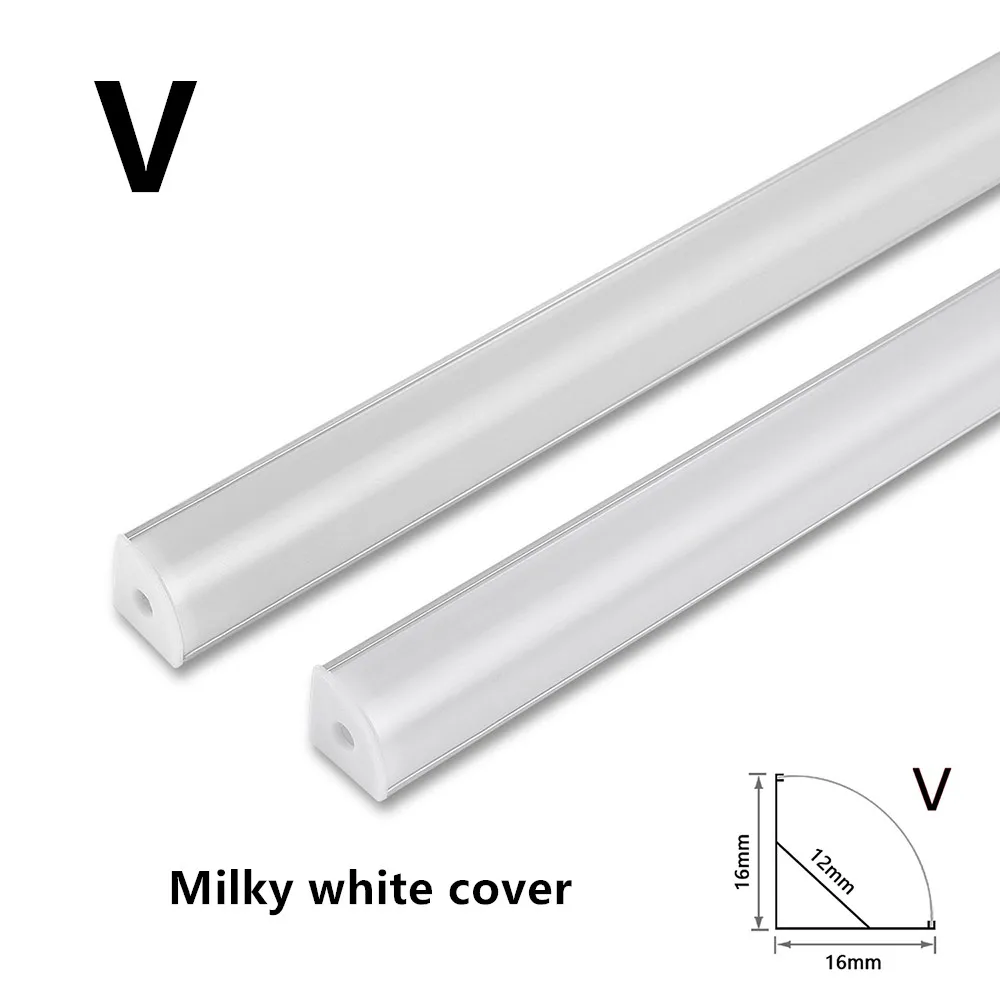 0.5M LED Aluminum Channel for 3528 5050 LED strip U/V shape tank bracket milk white cover/transparent cover led aluminum profile