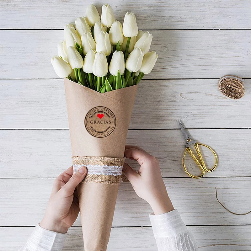 500 قطعة من ملصقات الملصقات الإسبانية شكرًا لك مصنوعة يدويًا لسكرابوكينغ