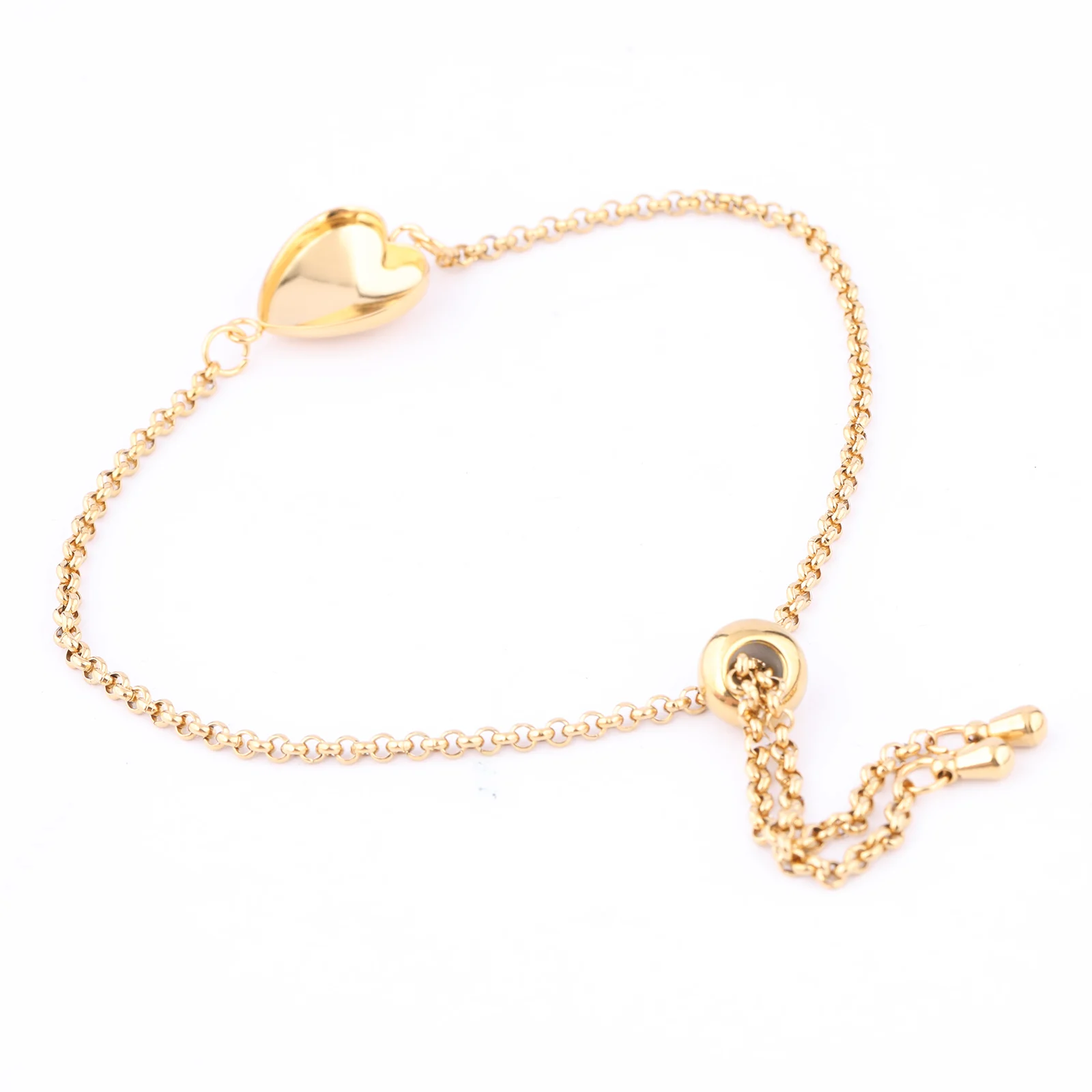 3pcs stainless steel adjustable chain bracelet base setting blanks for 12mm heart crystal stones diy image 2