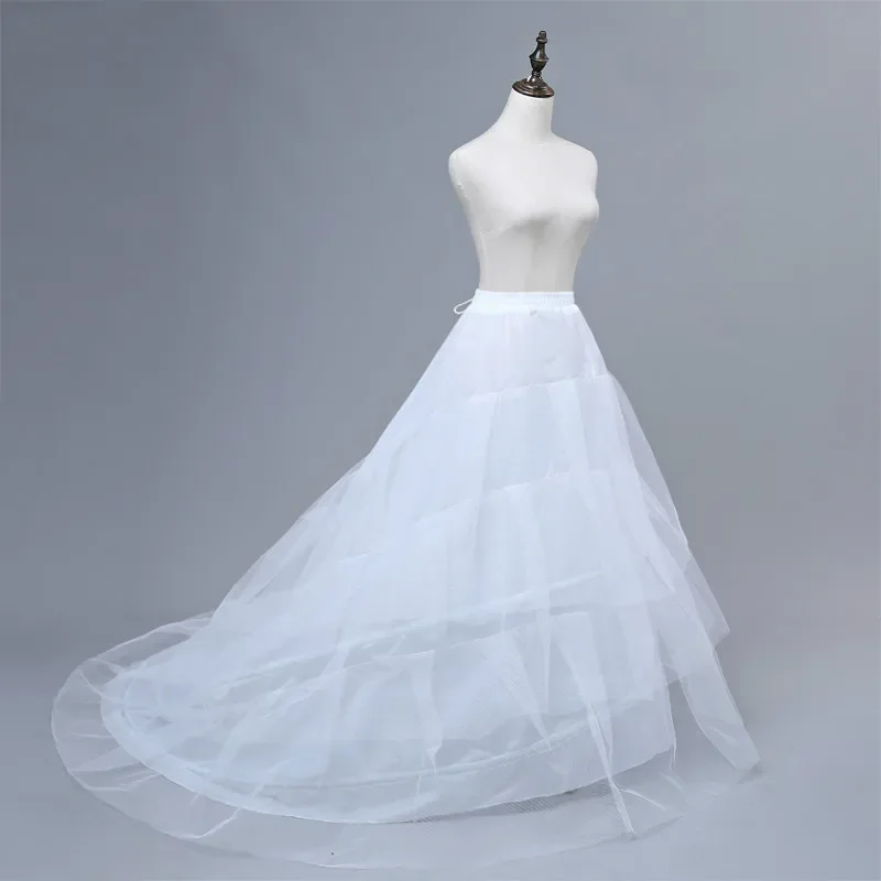

High Quality White Petticoat Train Crinoline Underskirt 3-Layers For Wedding Dresses Bridal Gowns