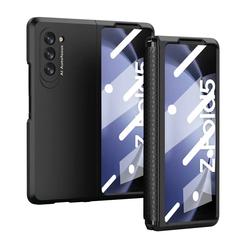 

For Samsung Galaxy Z Fold 5 4 3 2 5G Luxury Ultra Thin Hard PC Hinge Phone Case With Front Screen Glass Full Protection Case