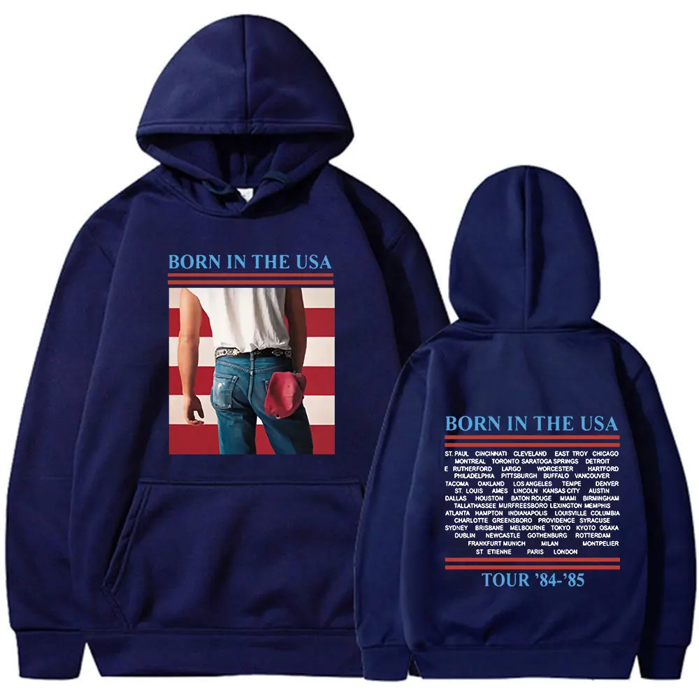 Bruce Springsteen Born in The USA World Tour Hoodies Mens Women Fashion Vintage Sweatshirts Casual Pullover Streetwear Fans Gift