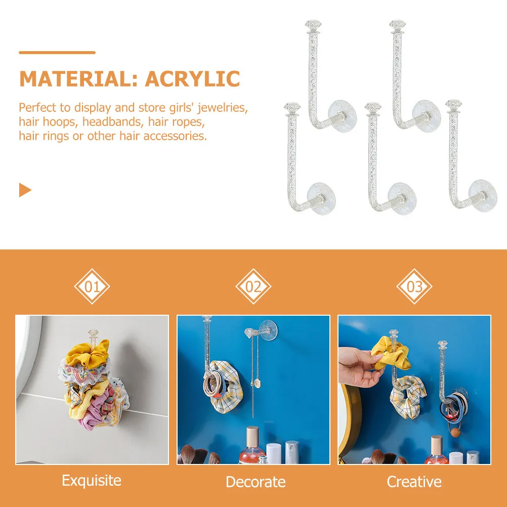 

Набор из 5 прозрачных органайзеров для резинок для волос с блестками, держатели для заколок, украшений и головных уборов, декор для стен