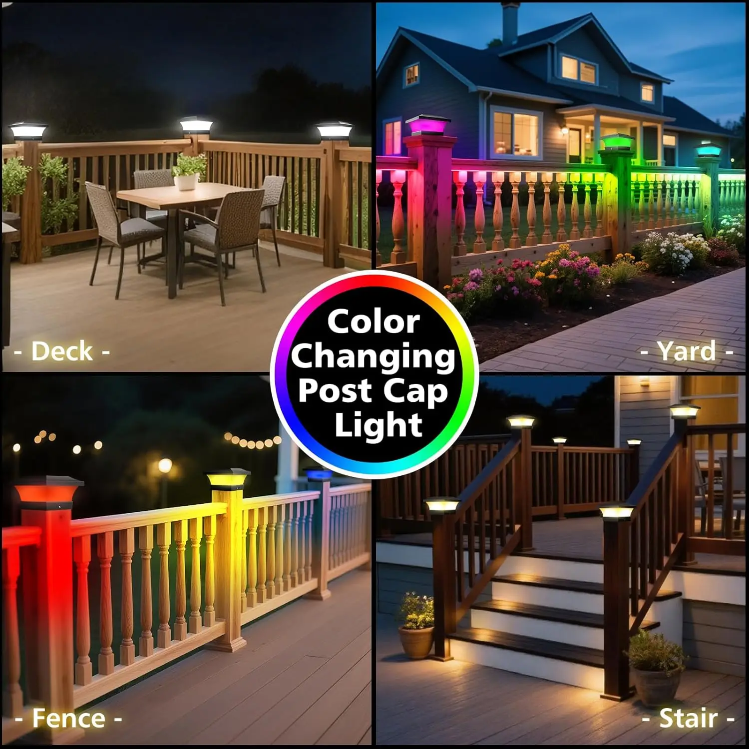 RGB الشمسية آخر ضوء 4x4 اللون تغيير سياج حديقة الشارع LED مصباح للمناظر الطبيعية في الهواء الطلق ديكو مقاوم للماء عمود سطح السفينة غطاء مصباح