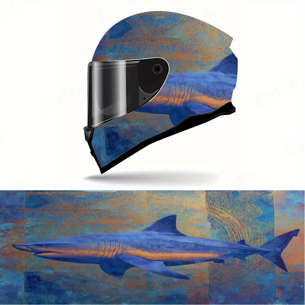 

Наклейка на анфас в виде акулы — прочный и водонепроницаемый ПВХ, самоклеящаяся эстетическая наклейка для гоночного шлема, аксессуары для шлема, Vi