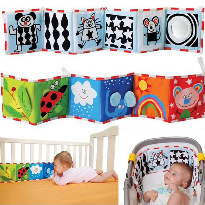 Newborn Sensory Toys For Babies Educational Baby Book Crib Toys Black White Baby Toys Animal Cloth Book Baby Toys 0 12 Months