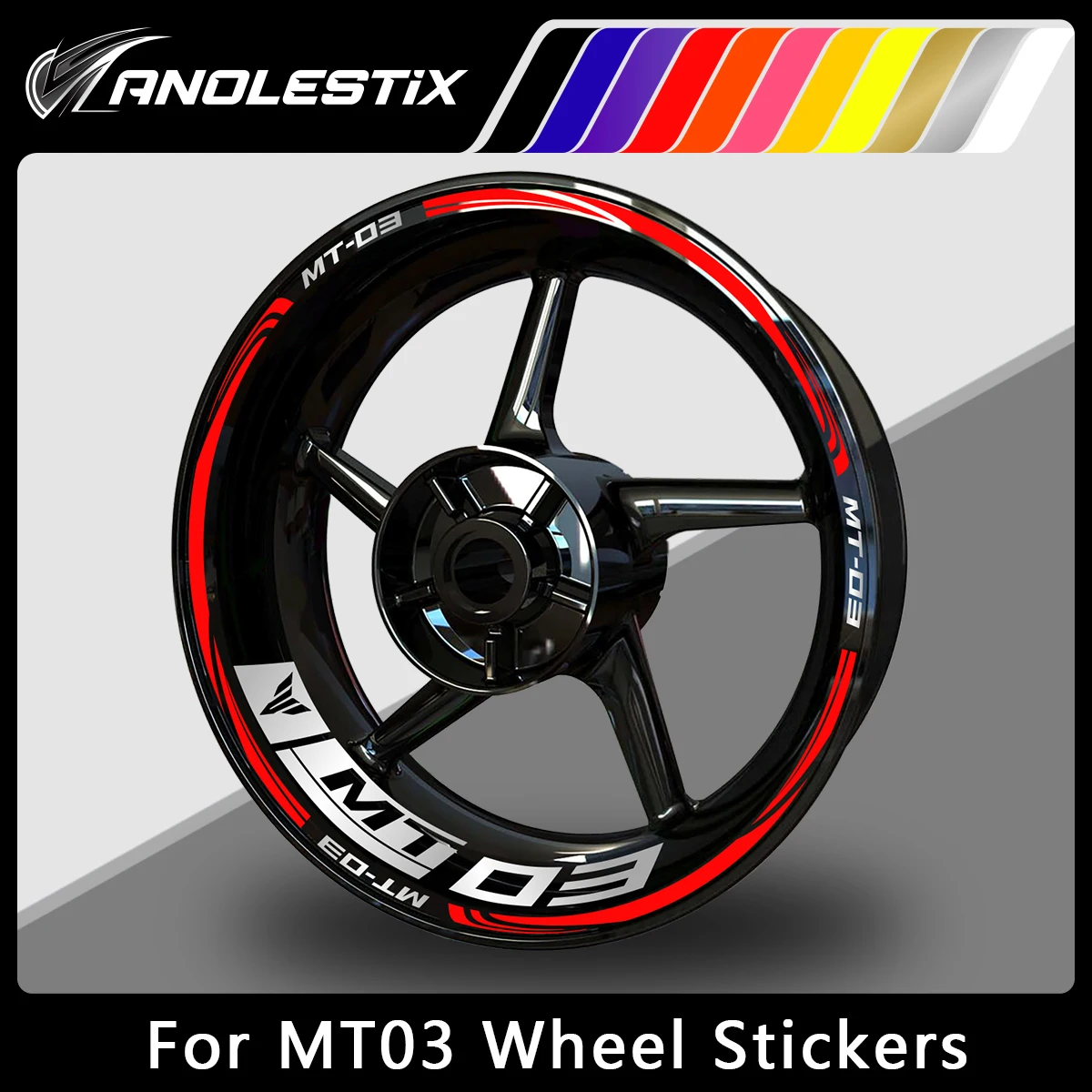 AnoleStix Reflective Motorcycle Wheel Sticker Hub Decal Rim Stripe Tape For YAMAHA MT-03 MT03