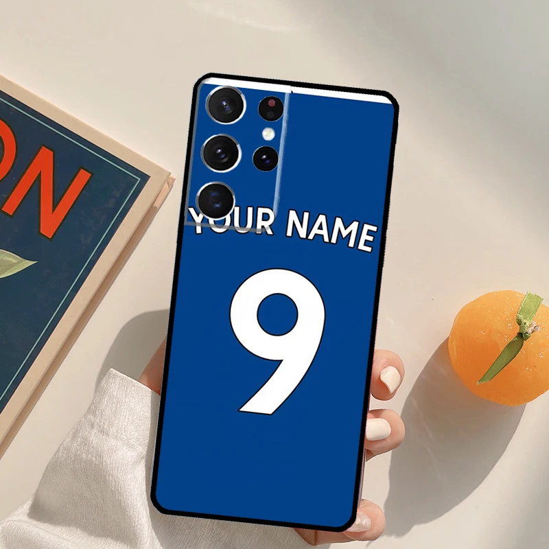 شخصية كرة القدم اسم رقم قضية الهاتف لسامسونج غالاكسي S22 S23 S21 S20 FE الترا S8 S9 S10 زائد نوت 10 20 الترا غطاء