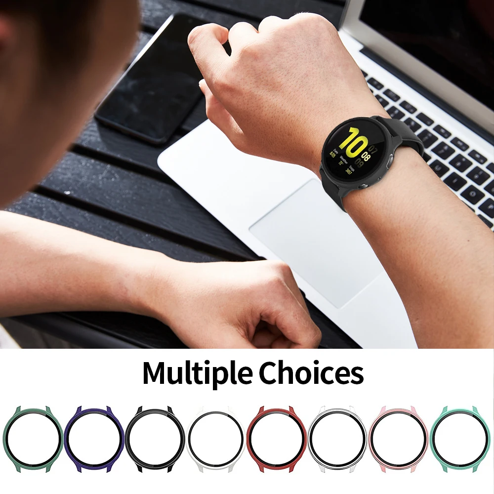 Case+Glass For Samsung Galaxy Watch Active 2 44 40mm Cover Bumper Accessories Protector Full Coverage Matte Screen Protection image 6