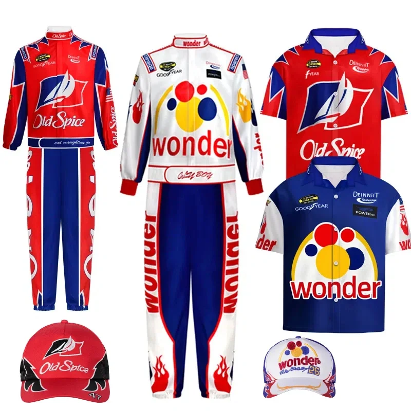 Ricky Bobby Short-sleeved Shirt Hat Racing Suit Riding Suit Movie Talladega Nights Uniform Adult Halloween Role Play Outfit