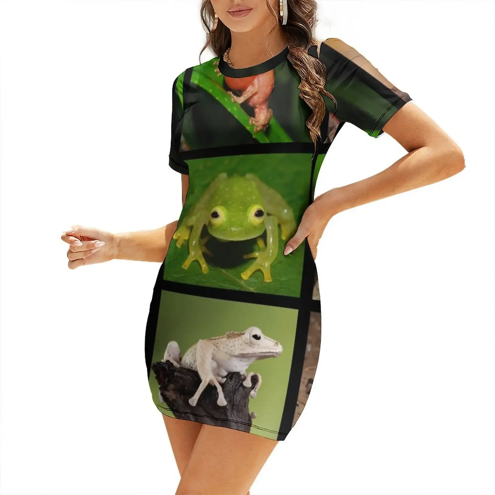 

A Frog Rainbow Short-Sleeved Dress Dress for girls cute dress sexy