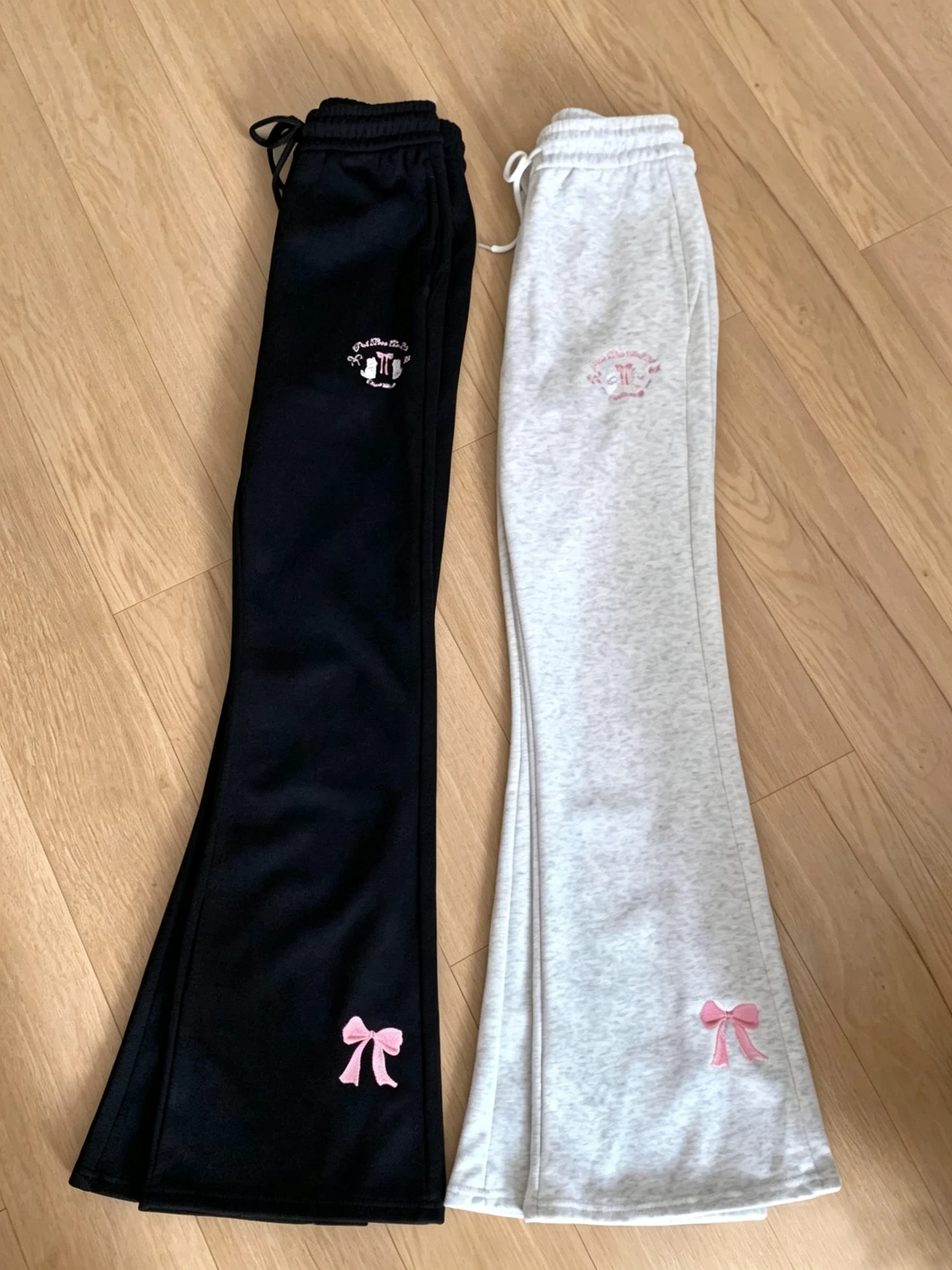 Japan Style Sweet Bow Embroidery Drawstring Elastic Waist Sweatpants Harajuku Spring Autumn Y2k 2000s Aesthetic Flare Trousers