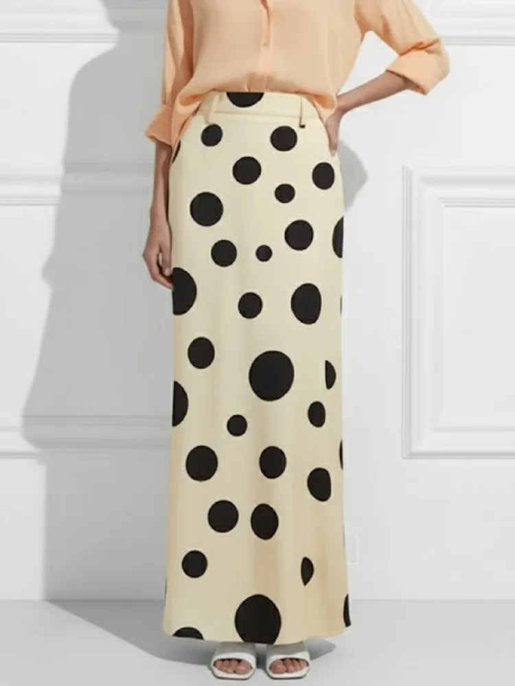 

Юбка Missuoo 2026 весна-лето женская в горошек, с завышенной талией, драпированная, в стиле ретро, элегантная, для офиса