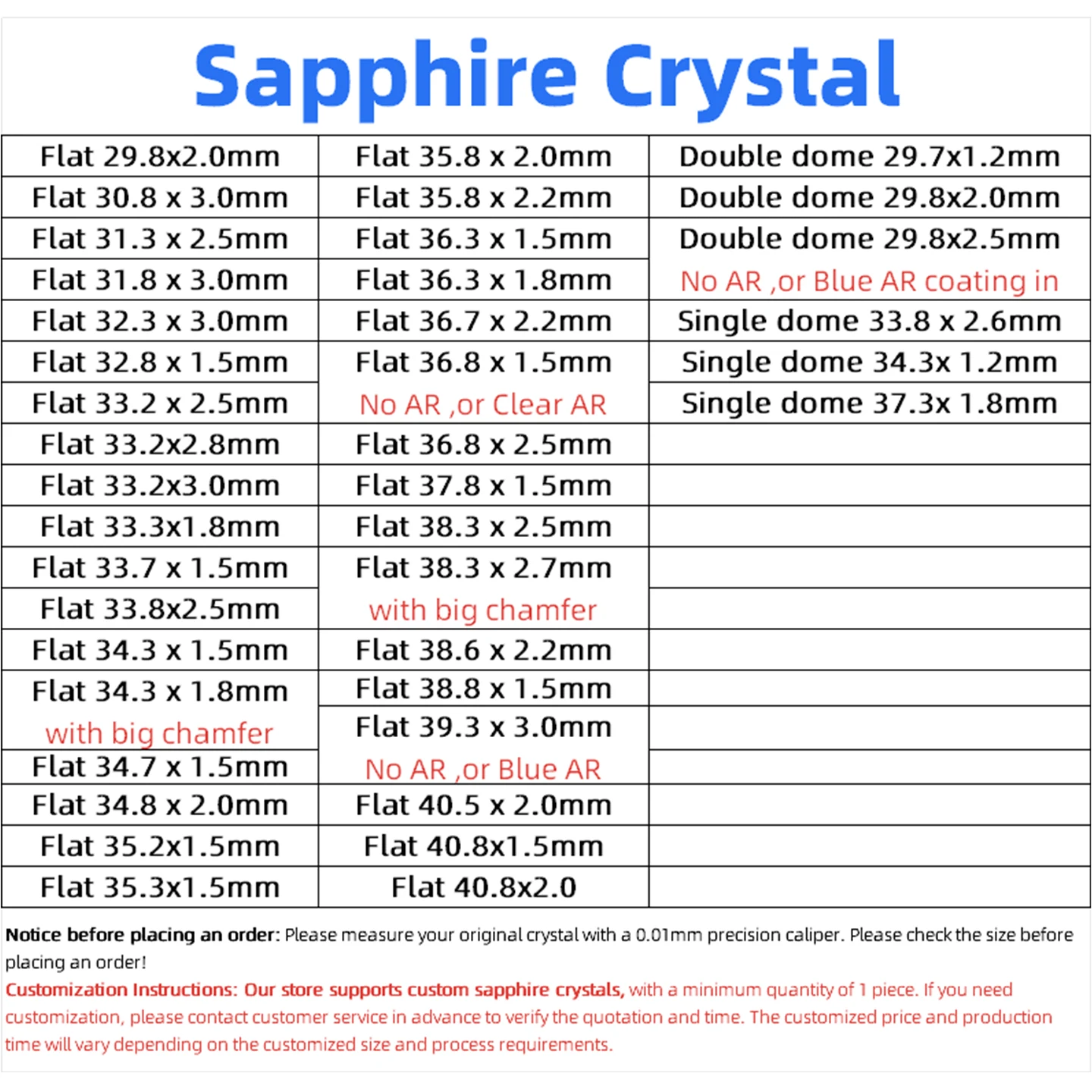 Saphirglas für Citizen Crystal Flat 29,8X2,0 30,8X3,0 31,3 X 2,5mm Transparentes Rundes Uhrenglas-Teil – Detail 1
