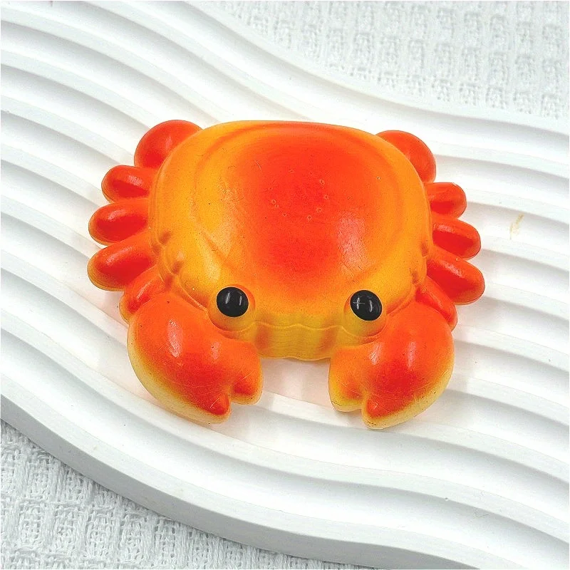 Groot krabknijpspeeltje - Zacht TPR-materiaal met levendige oranje en zwarte kleuren, realistisch krabontwerp voor ontspanning en ontspanning, december