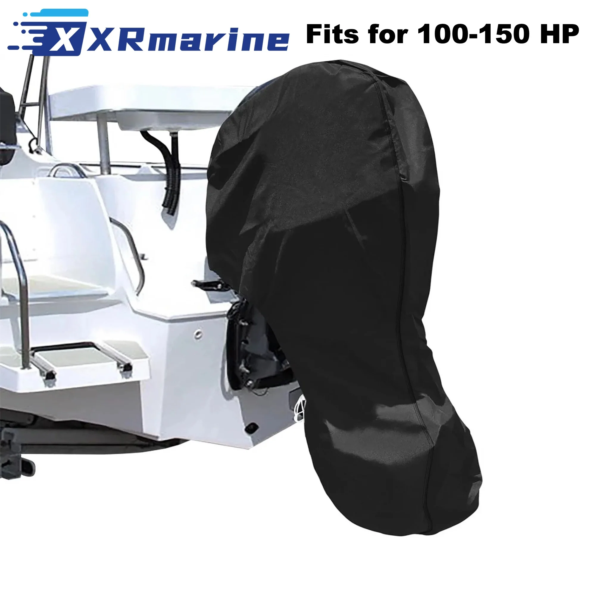 Outboard Motor Engine Cover BLACK Universal Trailerable 89*77" 100 to 150HP Boat image 2