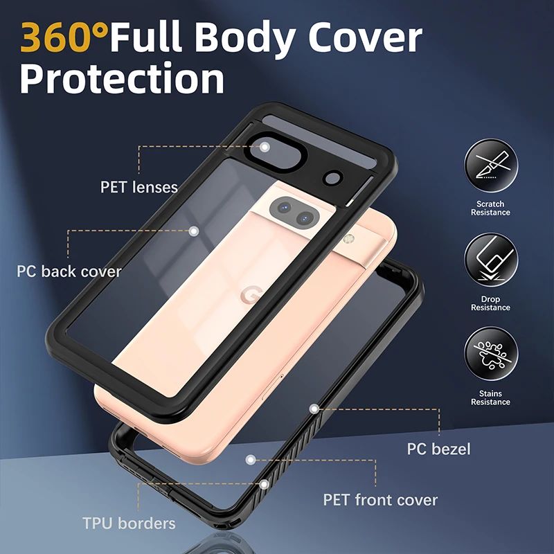 Waterproof IP68 Protection Case For Google 8A 7A Pixel 9 10A ProXL Transparent PC Back Cover 360 Full Body Drop Resistance Cases