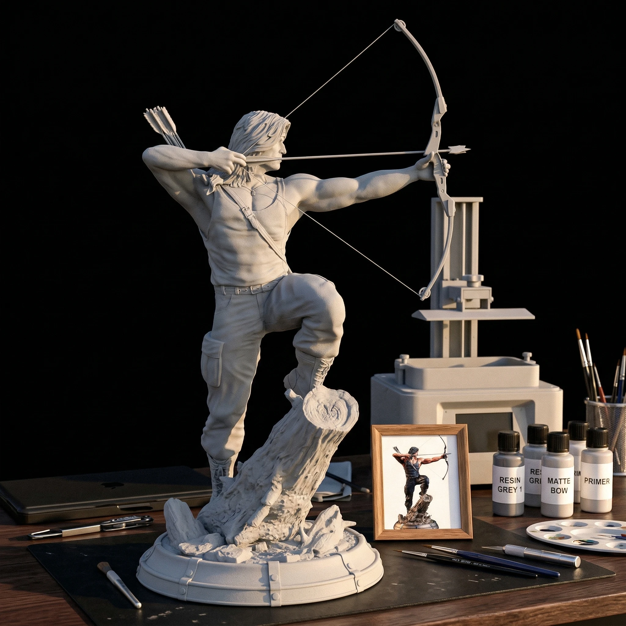 1/18 1/12 Rambo Unpainted Unassembled 3D Printing Resin Model Garage Kits  (Requires Painting and Assembly)