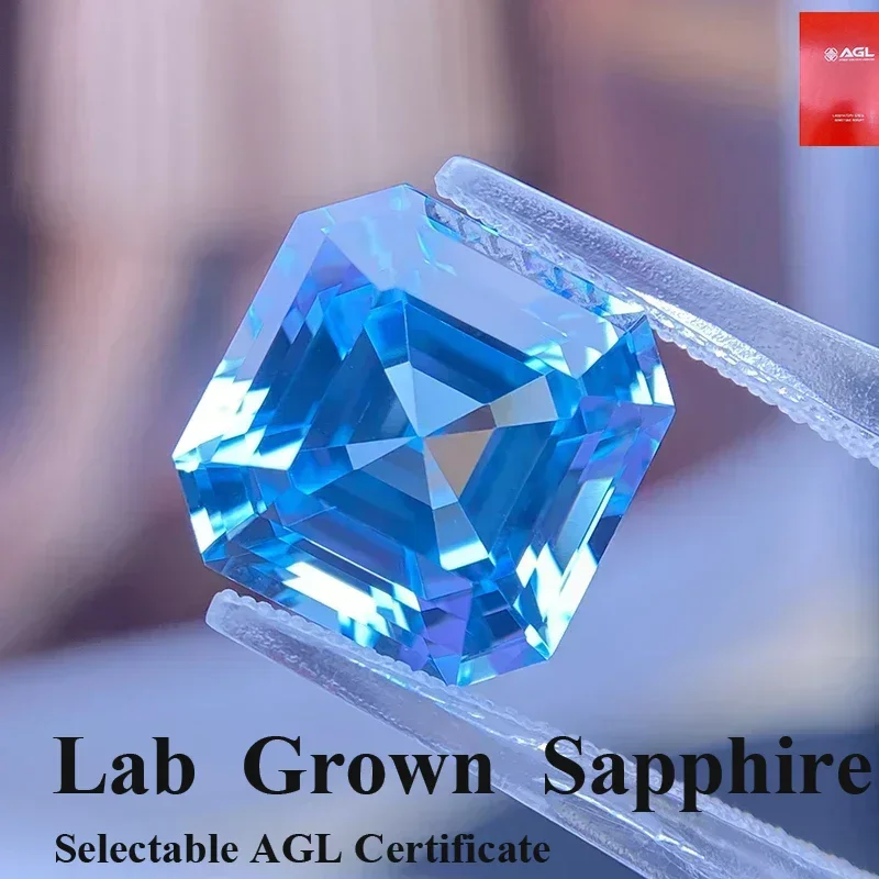 

Лабораторный выращенный сапфир в форме Asscher, аквамариновый цвет, подвески для изготовления ювелирных изделий, ожерелье «сделай сам», EarMain Mate