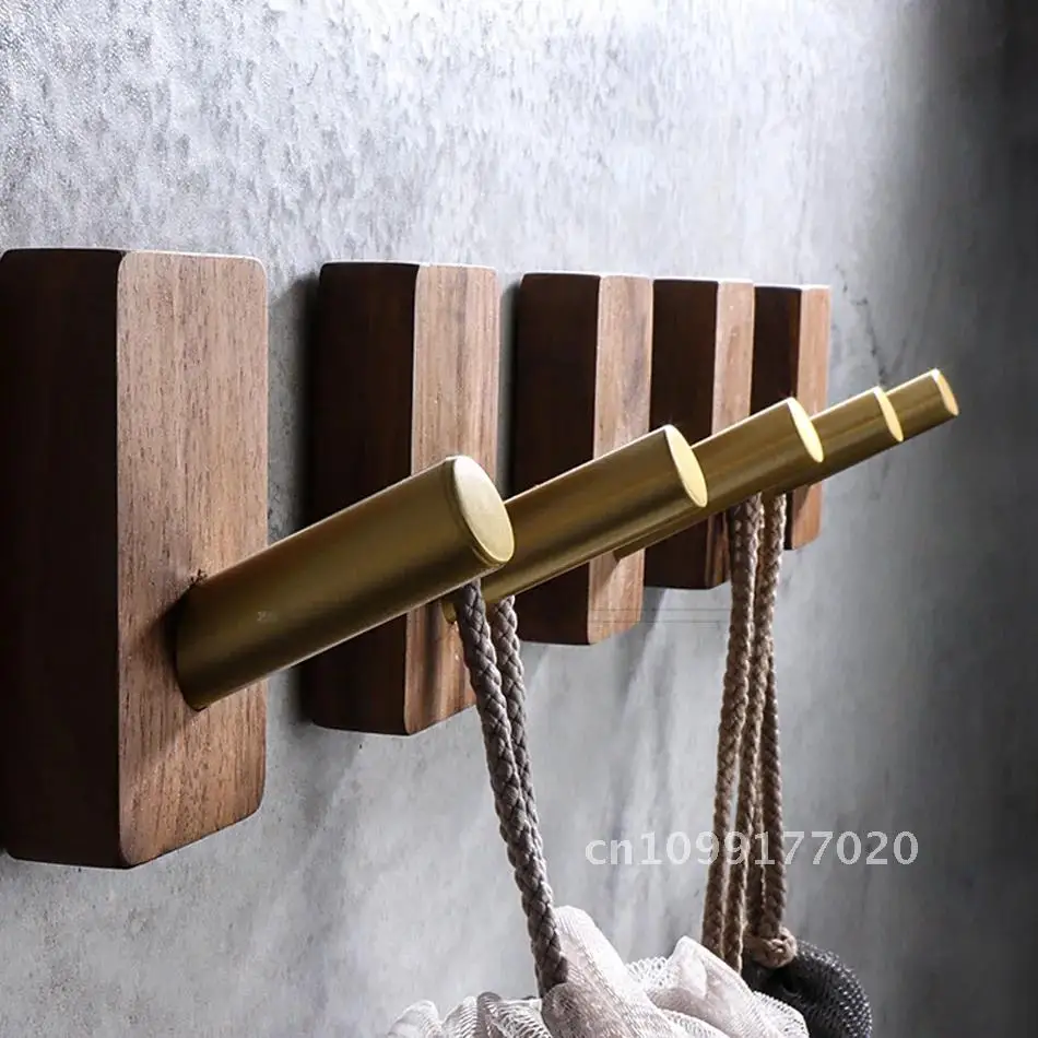 الخشب الألومنيوم جدار هوك لاصق الذهب الأسود الحمام الإبداعية معطف منشفة رداء حامل الباب خطاطيف ملابس حمام مفتاح شماعات مرحاض